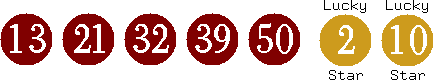 13 21 32 39 50 (02 10)