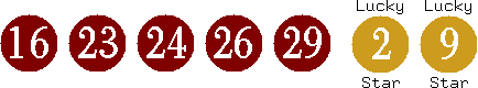 16 23 24 26 29 (02 09)