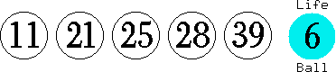 11 21 25 28 39 (06)