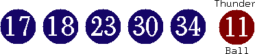 17 18 23 30 34 (11)