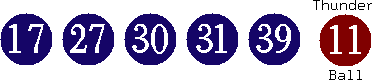 17 27 30 31 39 (11)
