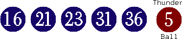 16 21 23 31 36 (05)