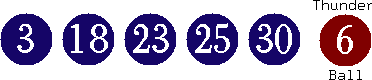 03 18 23 25 30 (06)