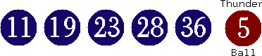 11 19 23 28 36 (05)