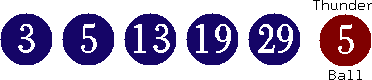 03 05 13 19 29 (05)