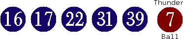 16 17 22 31 39 (07)