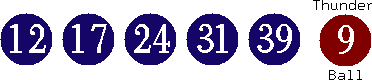 12 17 24 31 39 (09)