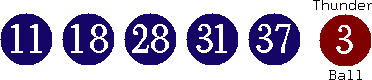 11 18 28 31 37 (03)