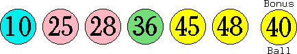 10 25 28 36 45 48 (40)